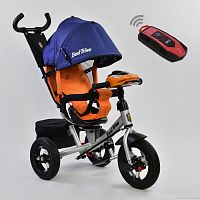 Фото детский трёхколесный велосипед best trike 7700 в – 1280: пульт включения света и звука, поворотное сиденье, надувные колеса переднее колесо d=29см. задние d=26см. синий - Raspashonka.ua