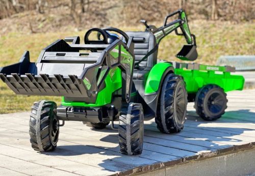 Картинка товара ПОД ЗАКАЗ ! Детский трактор, бульдозер, экскаватор SUPERTOYS SX2068: 2х200W, 24V 7Ah, EVA, с прицепом, кожа - ЗЕЛЕНЫЙ (SX-2068-24V-ZIELONY) на Raspashonka.ua фото 4