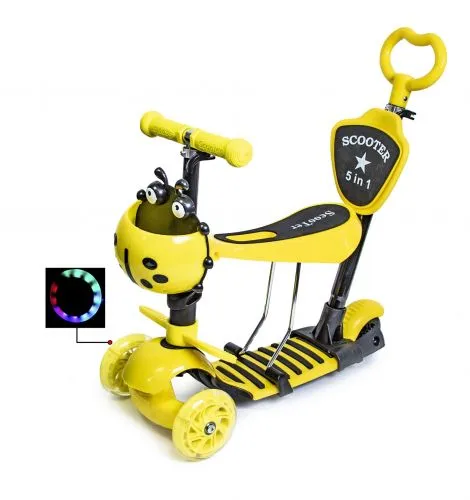 Картинка товара Самокат Scooter "Божья коровка" 5in1 Yellow (1452070781) на Raspashonka.ua фото 2