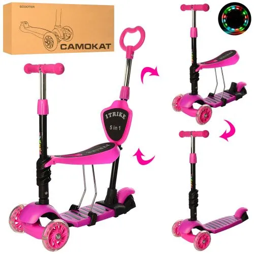 Картинка товара Самокат MAXI iTrike JR 3-026-P: РОЗОВЫЙ, светящиеся колеса на Raspashonka.ua фото 2