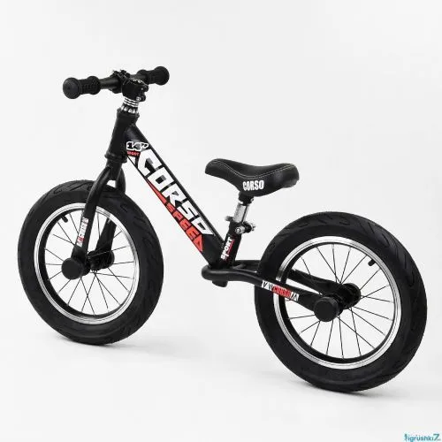 Картинка товара Велобег CORSO 79077 (1) стальная рама, колесо 14, надувные колёса, алюминиевые диски, алюминиевый вынос руля ЧЁРНО-КРАСНЫЙ на Raspashonka.ua фото 4