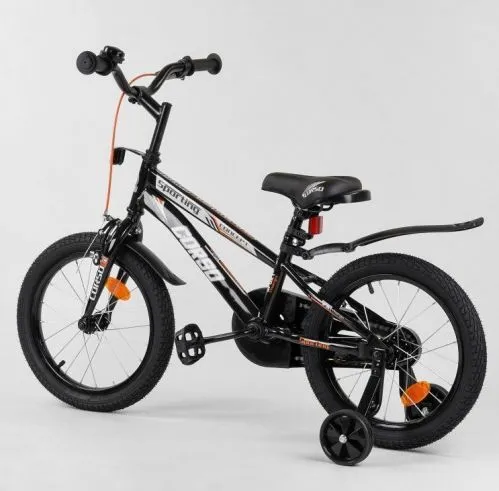 Картинка товара Детский велосипед CORSO R-16317 (1), 16 дюймов, ручной тормоз, звоночек, доп. колёса, ЧЁРНО-БЕЛЫЙ на Raspashonka.ua фото 5