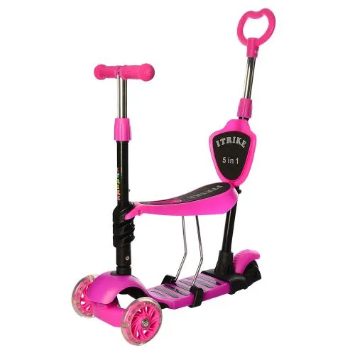 Картинка товара Самокат MAXI iTrike JR 3-026-P: РОЗОВЫЙ, светящиеся колеса на Raspashonka.ua фото 5