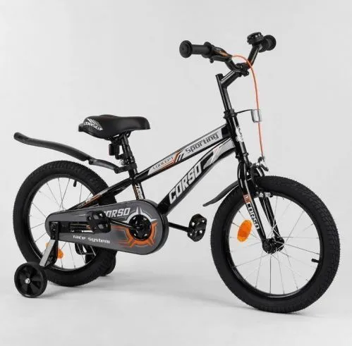 Картинка товара Детский велосипед CORSO R-16317 (1), 16 дюймов, ручной тормоз, звоночек, доп. колёса, ЧЁРНО-БЕЛЫЙ на Raspashonka.ua фото 2
