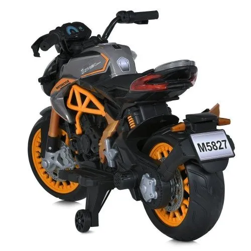 Картинка товара Детский мотоцикл M 5827 EL-7-11, Bambi Racer: 12V 12A, 90W, 7км/ч, EVA, кожа - СЕРО-ОРАНЖЕВЫЙ на Raspashonka.ua фото 5