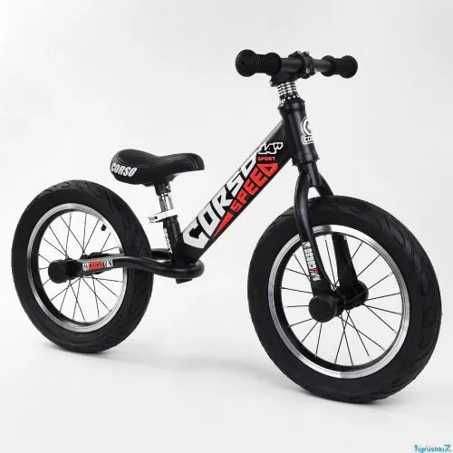 Картинка товара Велобег CORSO 79077 (1) стальная рама, колесо 14, надувные колёса, алюминиевые диски, алюминиевый вынос руля ЧЁРНО-КРАСНЫЙ на Raspashonka.ua фото 2