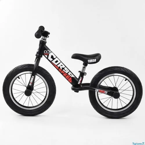 Картинка товара Велобег CORSO 79077 (1) стальная рама, колесо 14, надувные колёса, алюминиевые диски, алюминиевый вынос руля ЧЁРНО-КРАСНЫЙ на Raspashonka.ua фото 3