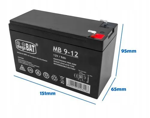 Фото Аккумуляторная батарея MEGABAT AGM: 12V 9Ah  - Black (151 x 65 x 95мм) на Raspashonka.ua фото 8